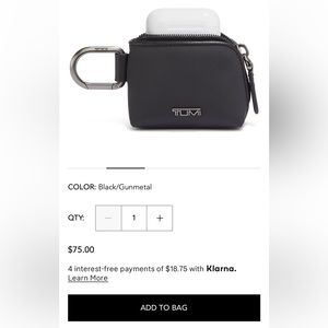 New Tumi AirPod pouch in gray and blue